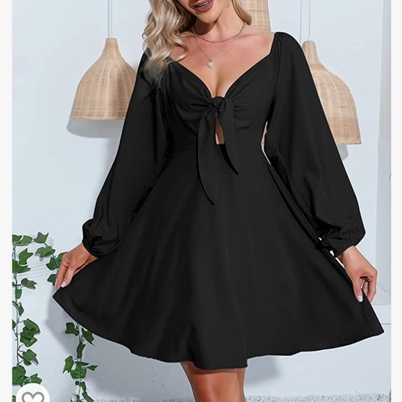 exlura Dresses & Skirts - Exlura womens S black long puff sleeve party dress